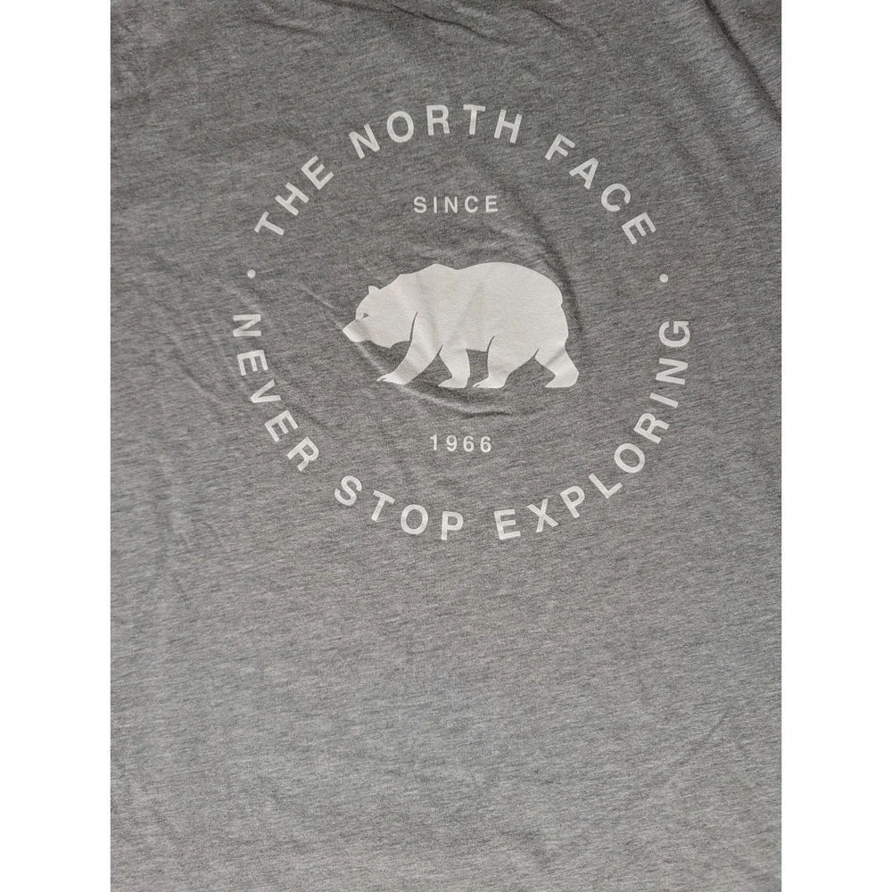 The North Face Mens Grey Short Sleeve Bear Never Stop Exploring Graphic T-Shirt